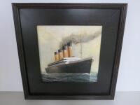 Titanic Leaving Southampton Oil On Canvas, Signed by Artist SC, Size 48 x 48cm