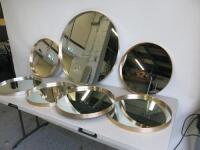 7 x Assorted Sized Gold & Silver Edged Mirrors to Include: 1 x 80cm Diameter & 6 x 50cm Diameter.