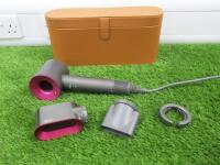 Dyson Supersonic Hairdryer with Attachments, Model HD01. Comes with Leather Carry Case.