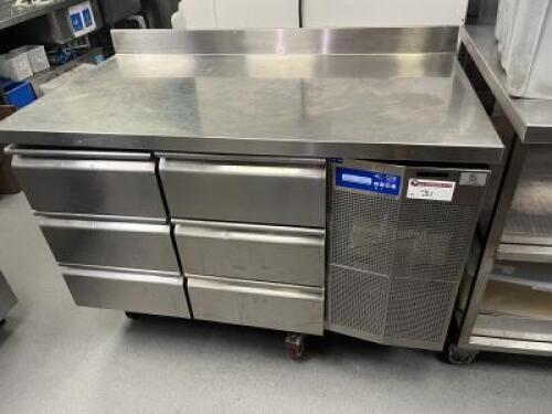 CCE Group Supplied Stainless Steel 6 Drawer Refrigerated Counter Fridge, Size H90 x W123 x D70cm.