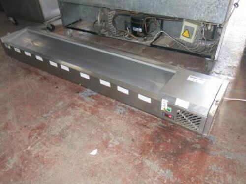 Hicold VRX2000-335N Stainless Steel Trough Saladette, Missing Top. Size W200cm x D33cm x H26cm