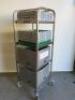 Stainless Steel 4 Tier Trolley with 2 x Cambro Dishwasher Trays & 2 x Dishwasher Bottle Trays. - 8