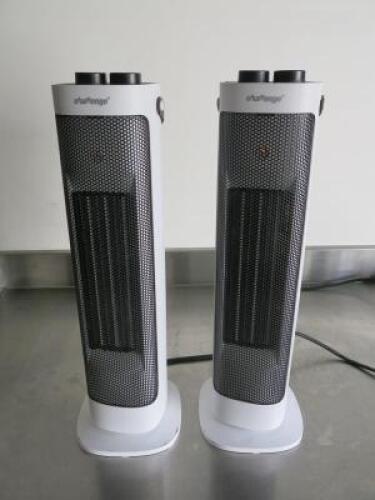 Pair of Challenge 2kw Oscillating Tower Fan Heater, Model DQ2117.