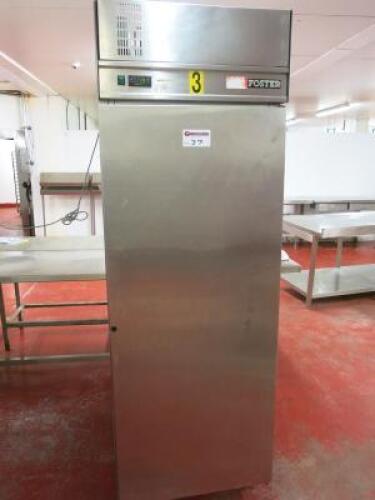 Foster Stainless Steel Refrigerator, Model BSR20T, Racked For Bakery Trays