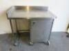 Stainless Steel Mobile Prep Table with Part Splash Back & Cupboard Under, Size H90 x W109 x D70cm. - 3