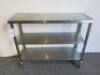 Stainless Steel Mobile 3 Tier Shelving Unit, Size H90 x W 115 x D40cm.