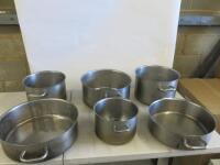 6 x Assorted Sized Stainless Steel Stew Pan/Stock Pot.