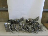 42 x Assorted Sized Saucepans & Frying Pans to include: 10 x Frying Pans & 32 x Sauce Pans.