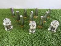 9 x Georg Jensen Salt Shaker & 3 x Peugeot Pepper Grinders.