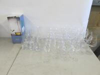 Quantity of Table Glassware to Include: 27 x Assorted Glasses & 9 x Assorted Sized Water Carafes.