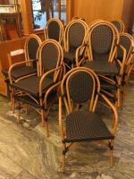 30 x Bentwood Style & Black Rattan Woven Outdoor Aluminium Dining Chairs (10 x Armchairs).