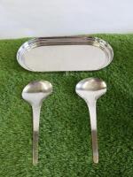 Georg Jensen Serving Tray with 2 x Serving Spoons.