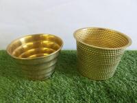 2 x Svenskt Tenn Brass Pots, Size H17cm & 15cm.