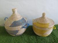 2 x Hand Woven Storage Baskets.