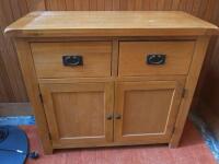 Wooden 2 Door & 2 Draw Side Unit with Metal Handles. Size H79 x W100 x D54cm.