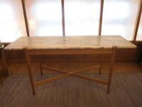 Oak & Marble Topped Side Unit Table. Size H89 x W200 x D70cm.