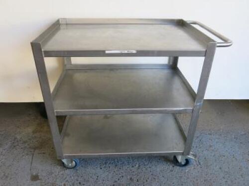 Stainless Steel 3 Tier Catering Trolley, Size H95 x W90 x D60cm.