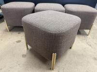 4 x Brown Mottled Fabric Stools on Gold Metal Tubular Base.