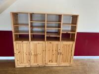 Pine 4 Door Multi Shelved Display Unit, Size H150 x W160 x D40cm.