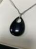 Onyx & Diamond Pendant with 14" Silver chain. Stamped 925 - 2