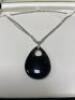 Onyx & Diamond Pendant with 14" Silver chain. Stamped 925 - 3