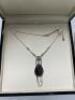 Swarovski Necklace with Black Stone Centre with Six Black Baget Stones and Black Stones Set, 14" Silver Coloured Chain (No Box)