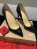 Christian Louboutin Black patent Leather Pigalle 100 Ladies Shoes. Size 6. Very Slight Wear Mark to Sole, with Dust Cover, Spare Heels in Original Box - 2