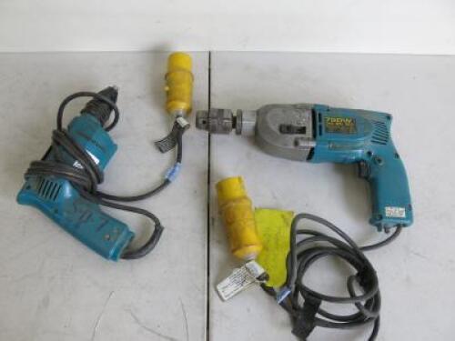 2 x Makita 110v Tools to Include: 1 x 750w Drill, HP2010N & 1 x Drywall Screwdriver, 6820V.