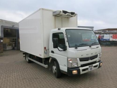 NK68 XDO: Mitsubishi Fuso 7.5 Ton Refrigerated Lorry, Model CANTER 7C1538 In white. Diesel, Manual, 2998cc. MOT Expires 31/7/2024. Hubbbard by Zanotti Refrigeration Plant, Model Z380S-E, S/N 1724071B, DOM 2017. Comes with 2 Keys & V5.