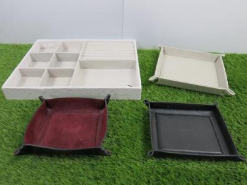 4 x Leather Jewellery Storage to Include: 2 x Osprey in Black, 1 x Café Royal in Beige & 1 x Ellen Tracy in Off-white.