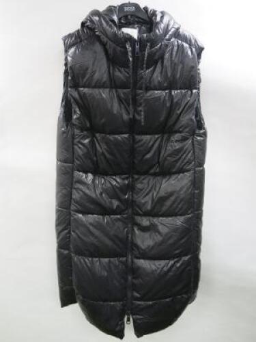 H&M Full Length Sleeveless Puffer Coat in Black, Size M.