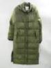 Sisters Point Full Length Puffer Coat in Green, Size XL. Note: condition rip to seam & general wear & tear (As Viewed/Inspected).