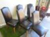 6 x Faux Brown Leather Padded Dining Chairs on Light Oak Legs. NOTE: cat claw damage. - 2