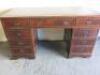 Reproduction Wooden Pedestal Desk with Tooled Leather Inserts & 9 Draws. Size H76 x W136 x D60cm. - 5