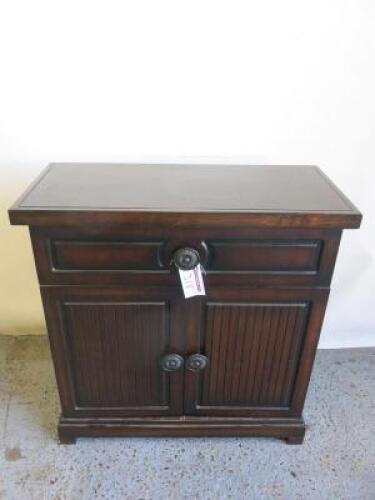 Dark Wood Sideboard Cupboard, 2 Doors & Single Drawer. Size H94 x W90 x D40cm.