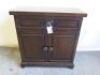 Dark Wood Sideboard Cupboard, 2 Doors & Single Drawer. Size H94 x W90 x D40cm. - 2