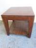 Dark Wood Side Table with Leather Look Shelf Under. Size H55 x W55 x D55cm. - 3