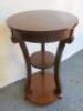 2 x Dark Wood Round Side Tables/Plant Stand to Include: Table with 2 Shelf Under & Marquetry Top (Size H80 x Dia46cm) & 1 x Other. - 3