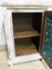 White Washed Wooden Cupboard with Mirror Backed Lattice Door. Size H86 x W59 x D46cm. - 4