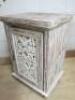 White Washed Wooden Cupboard with Mirror Backed Lattice Door. Size H86 x W59 x D46cm. - 5