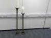 Pair of Aluminium Pillar Brass Effect Floor Standing Candlestick Holder, Size 120 & 99cm. Comes with 2 x Candles.