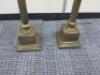 Pair of Aluminium Pillar Brass Effect Floor Standing Candlestick Holder, Size 120 & 99cm. Comes with 2 x Candles. - 2