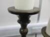 Pair of Aluminium Pillar Brass Effect Floor Standing Candlestick Holder, Size 120 & 99cm. Comes with 2 x Candles. - 5