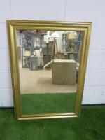 Wooden Framed Mirror in Gold, Size H109 x W76cm.