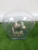 Large Curved Glass Dome with Paper Butterflies, Size H52 x W30cm. - 2