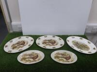 5 x Assorted Sized Ceramic Platers with Game Birds.