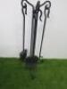 Metal Companion Set with Additional Shovel and Brush, Metal Adjustable Stand, A Heavy Metal Wall Plaque Depicting Birds, Round Metal Ornament and One Other Stand. - 5