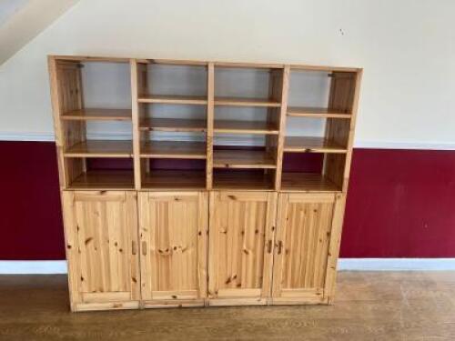 Pine 4 Door Multi Shelved Display Unit, Size H150 x W160 x D40cm.