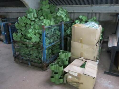 Large Quantity of Estimated 250 x 'Ken Muir' The New Towerpot in Green, Registered Design Strawberry Growing Pots. Stackable Design with Base Stands & Inserts. Note: Sets may be incomplete.