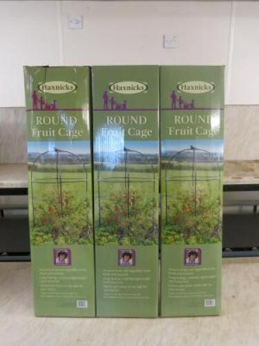 3 x Haxnicks Round Steel Fruit Cage Kit, H1.5 x Dia 1m.